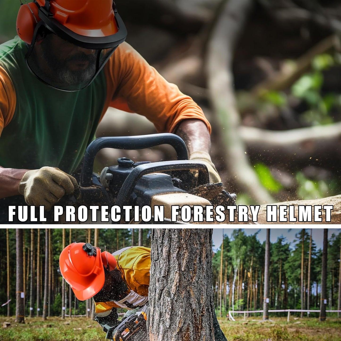 YesRight Forestry Safety Helmet with Chainsaw Face and Ear Protection for Landscaping and Construction