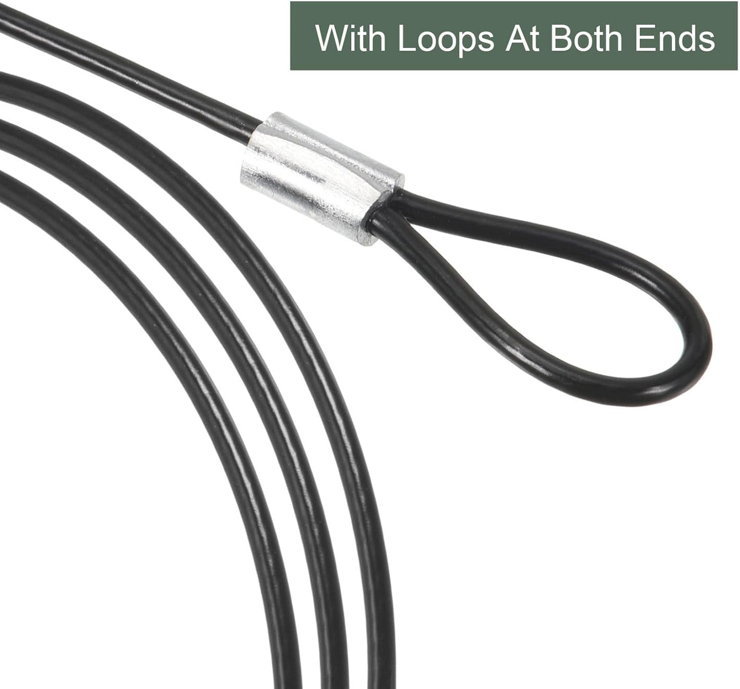 YOKIVE 3-Pack Stainless Steel Safety Cable Locks with Double Loops for Outdoor and Luggage Security - Black, 6.5-Feet