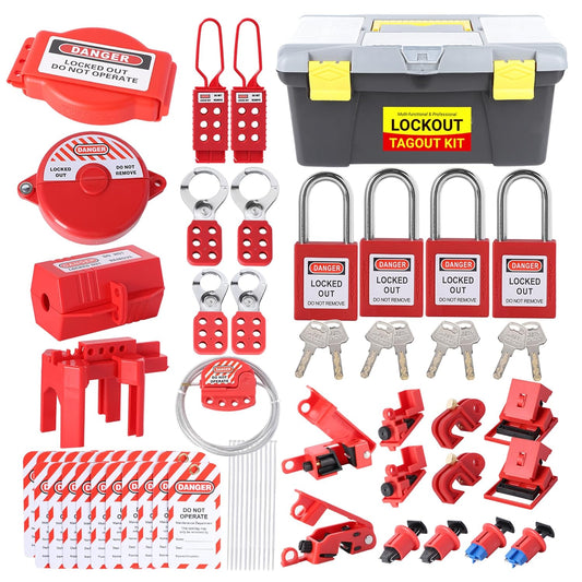 YouBXupup 70+ Piece Multi-Functional Lockout Tagout Kit with Safety Padlock and Devices