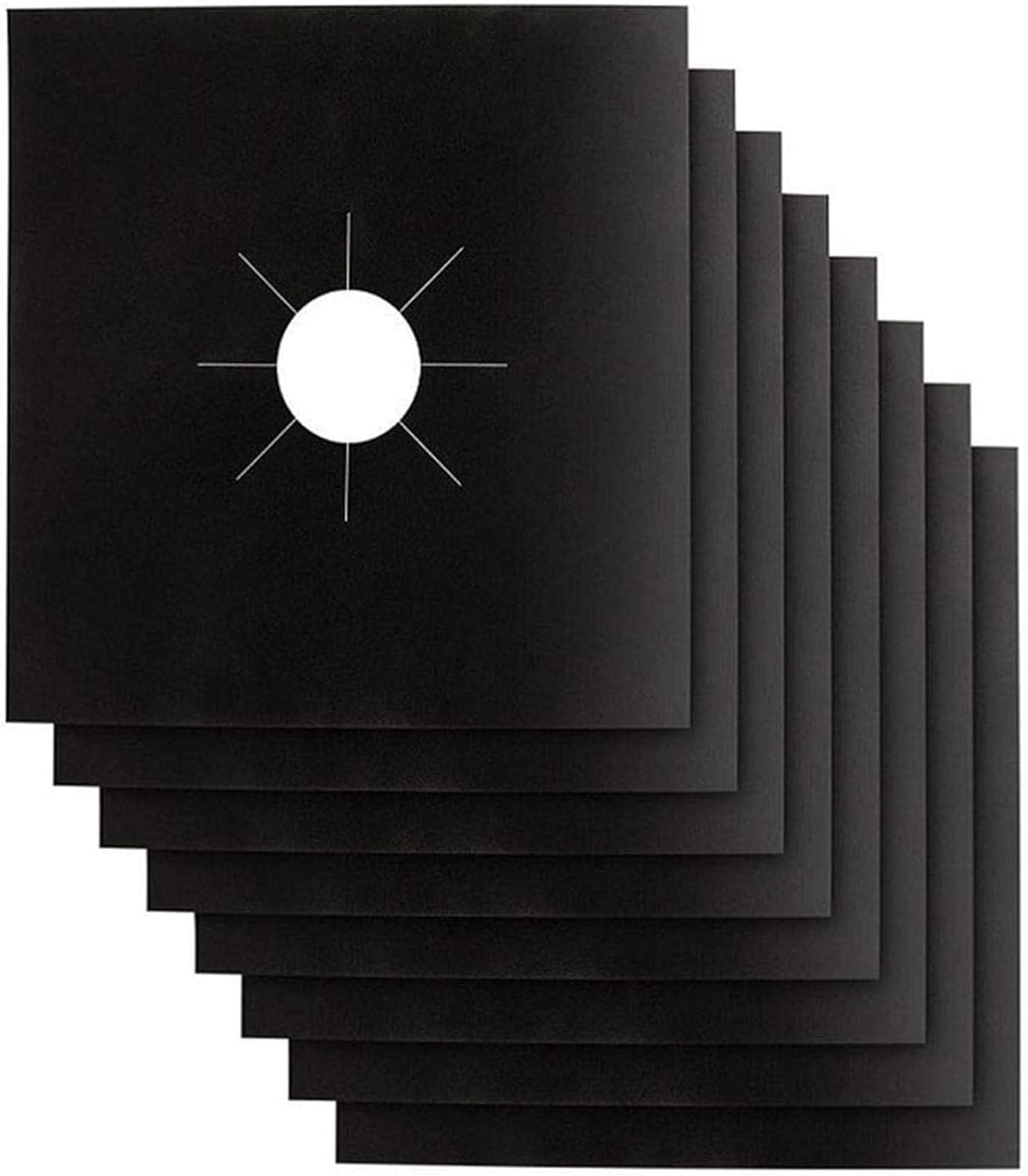 YRYM HT Gas Stove Burner Covers - 10.6" x 10.6" Black Protectors, 0.2mm Double Thickness, Non-Stick, Reusable, Fast Clean Liners for Kitchen/Cooking, BPA Free (8 Packs)