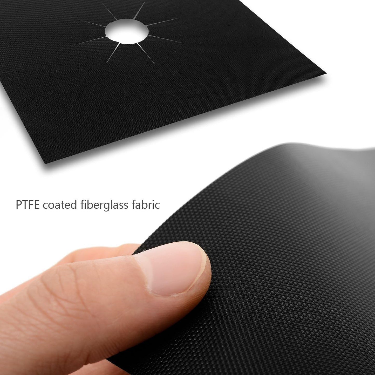 YRYM HT Gas Stove Burner Covers - 10.6" x 10.6" Black Protectors, 0.2mm Double Thickness, Non-Stick, Reusable, Fast Clean Liners for Kitchen/Cooking, BPA Free (8 Packs)