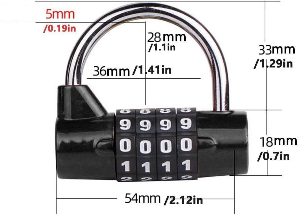 Zaoalife 4 Dial Combination Padlock for Gym and Travel - Secure Zinc Alloy Code Lock