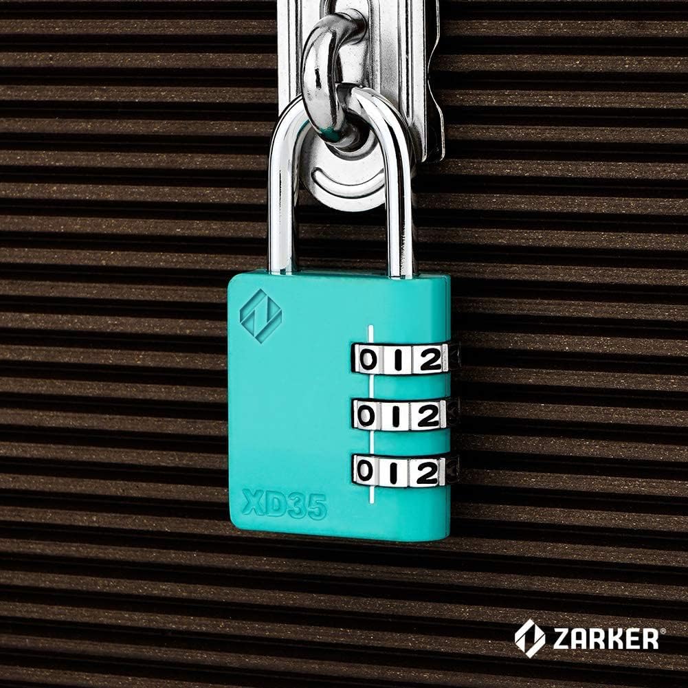 Zarker XD35 3-Digit Combination Lock for School Gym Sports Locker, Fence, Toolbox, Case, Hasp Storage - Emerald (1-Pack)