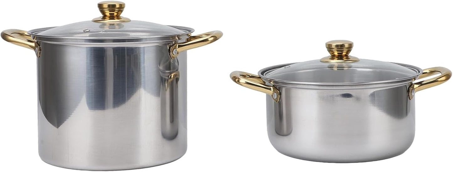 Zerodis Stainless Steel Cookware Set with Glass Lids - Heat Resistant Kitchen Pots and Pans for Home Cooking