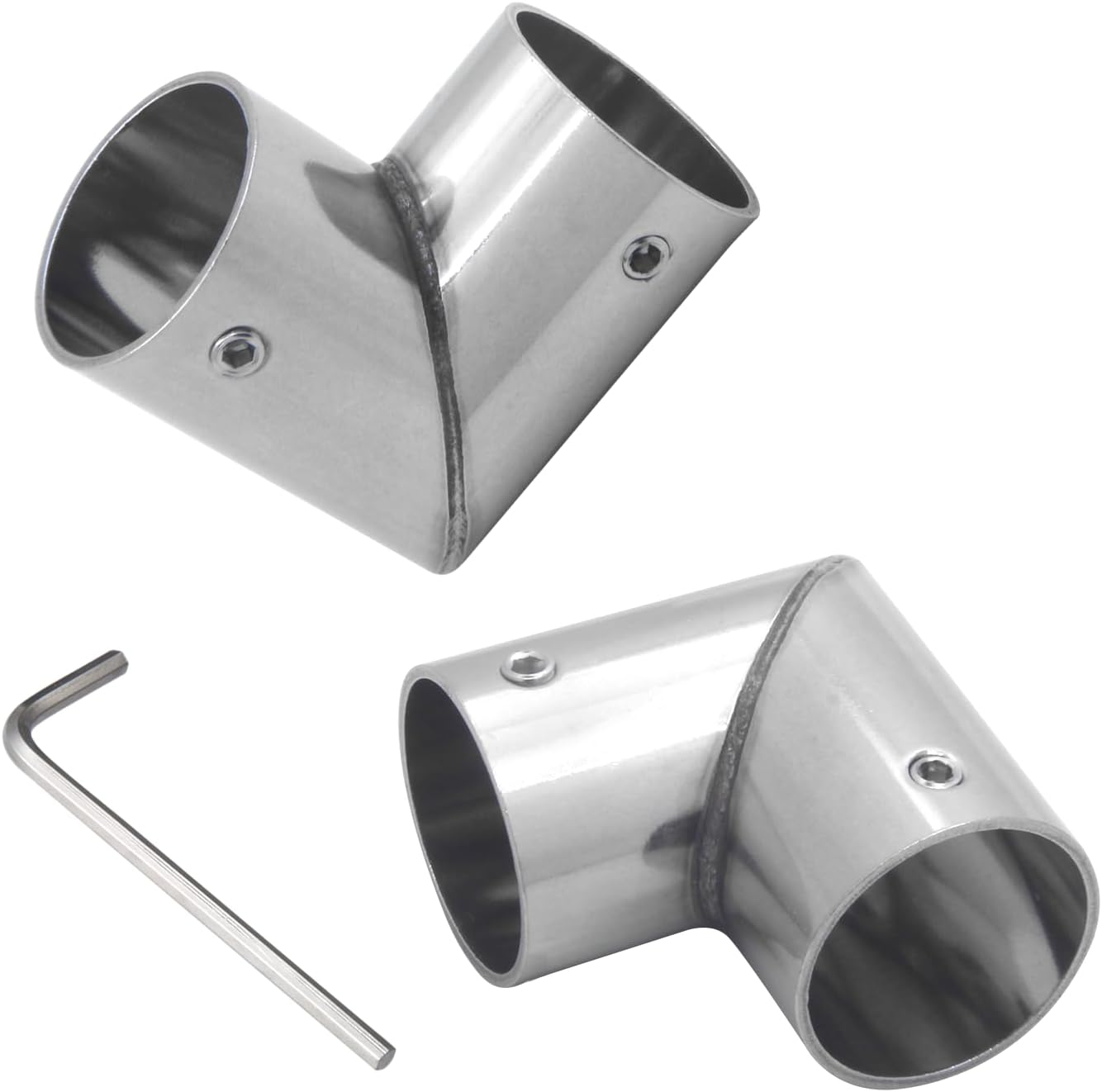 ZHSLDQ 4 Sets of 90 Degree Angle Elbow Pipe Connectors, 2-Way Metal Elbow Connector for 2-Way L-Shape Pipe Clamps (for 1" or 25.4 mm OD, Silver)