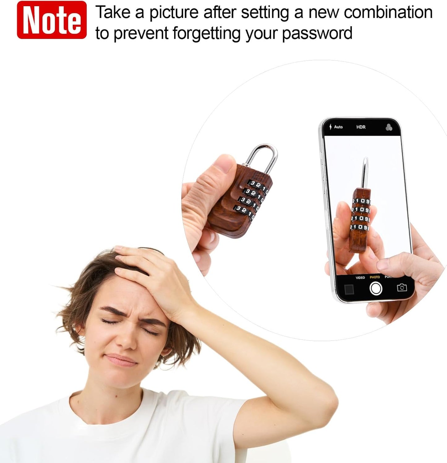 Zinc Alloy Small Keyless Padlock Set for Gym, Luggage, School, and Wallet - 1 Combination and 1 Heart Shaped Smart Padlock