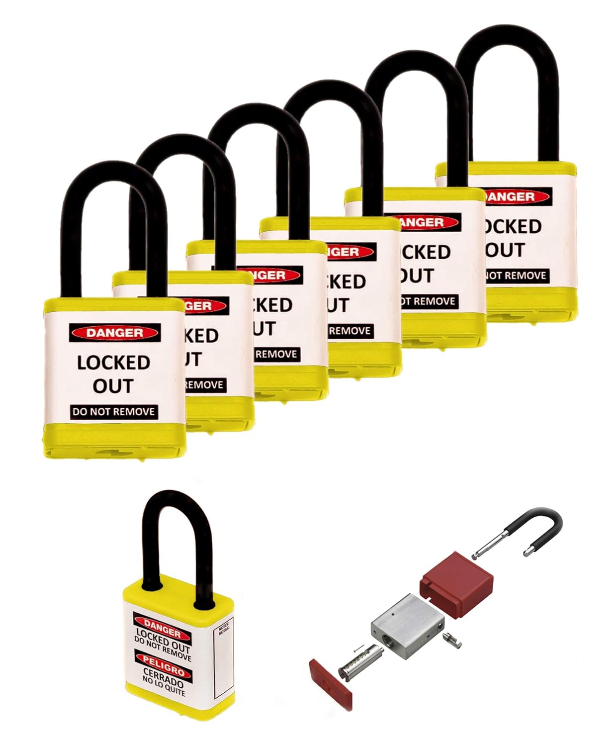 Zing Green Products 700KA6 Safety Padlock Keyed Alike Lockout Device - Yellow (6 Pack)