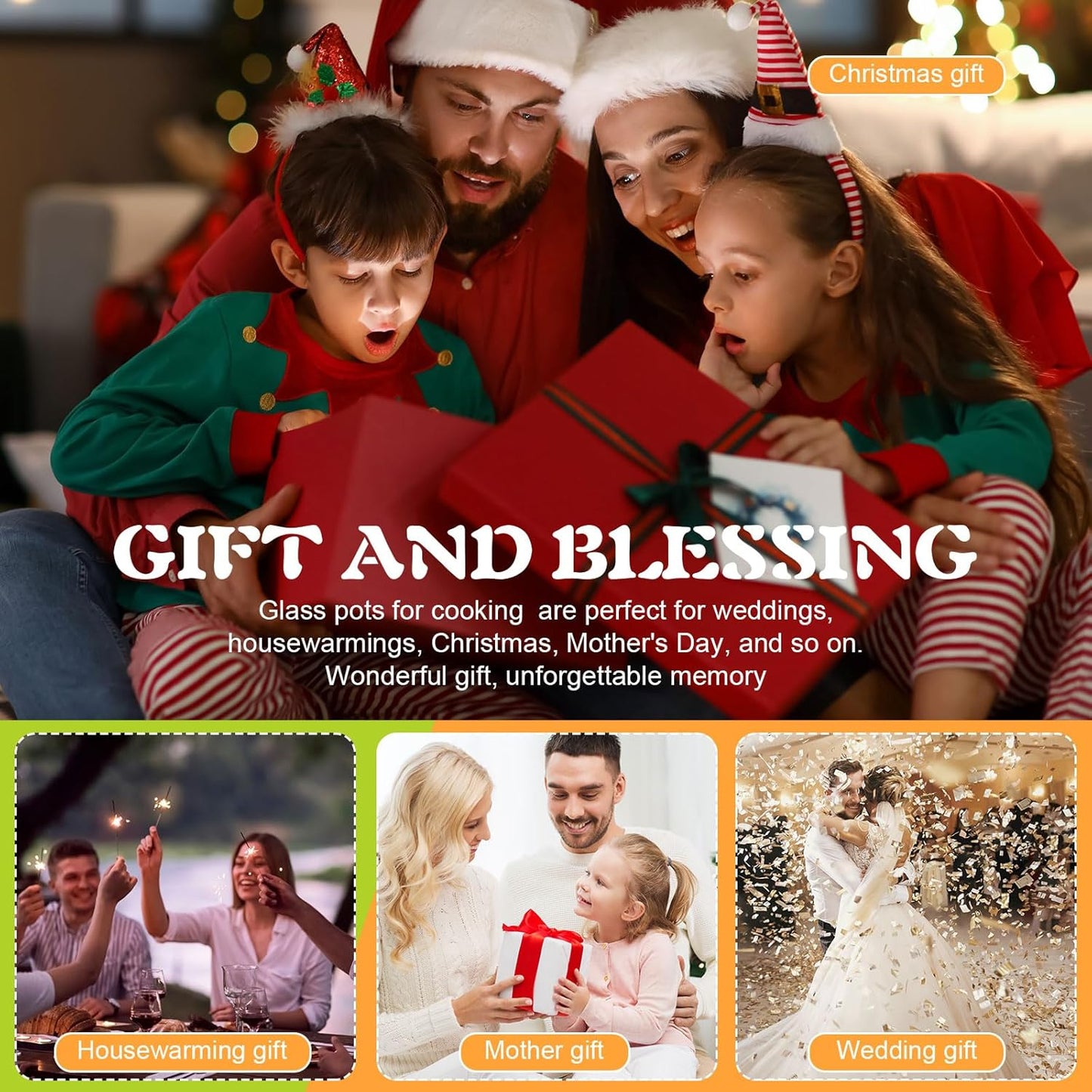 Zubebe 2 Pcs Stovetop Glass Cookware Set with Heat Resistant Clear Glass Pots and Pans for Cooking on Stove - Includes Saucepan and Simmer Pot with Lid - Ideal for Soup and Milk - 1.3 L and 1.9 L