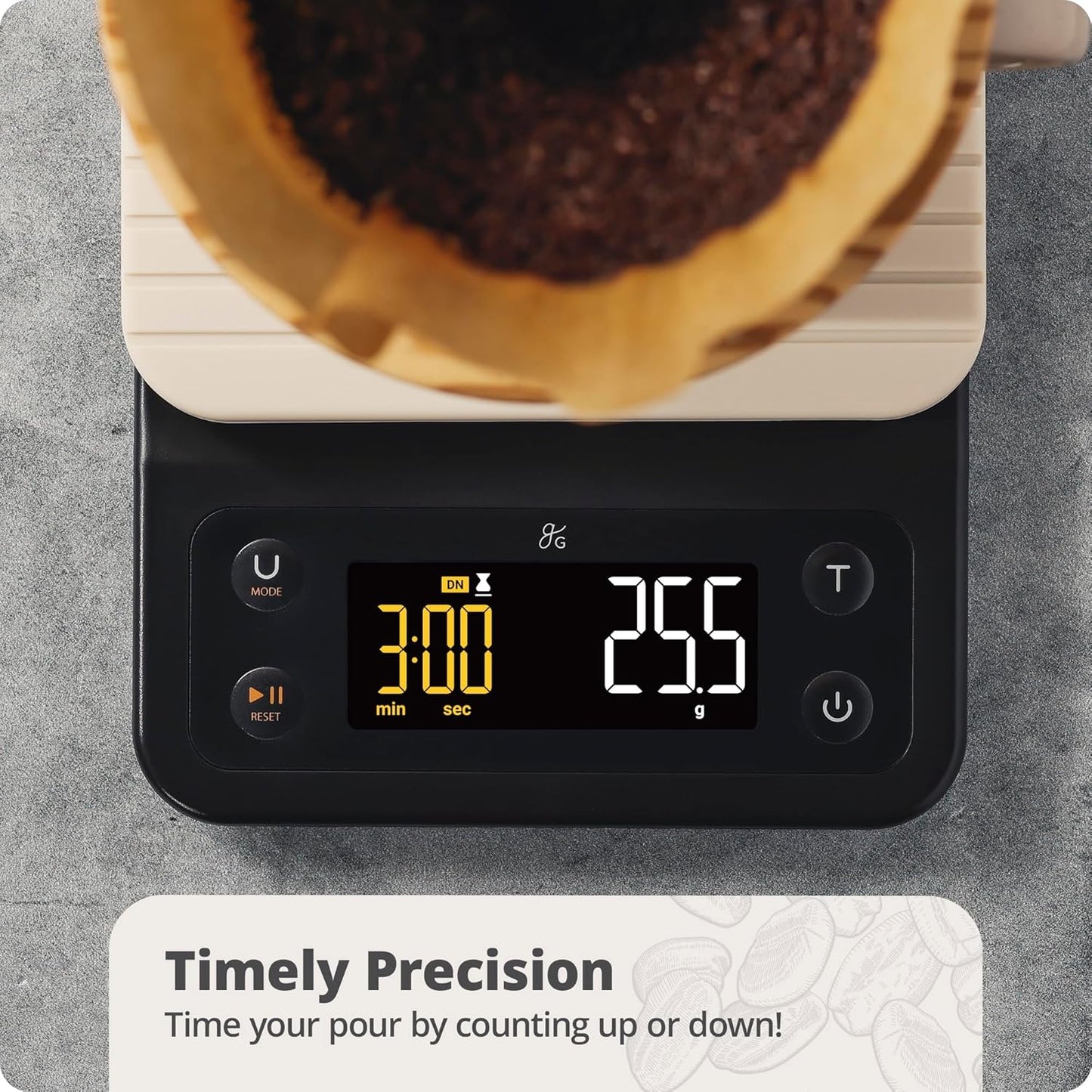 0.1g Precision Coffee Scale with Timer - 3kg Digital Scale for Pour-Over, Espresso, French Press - Birch Color
