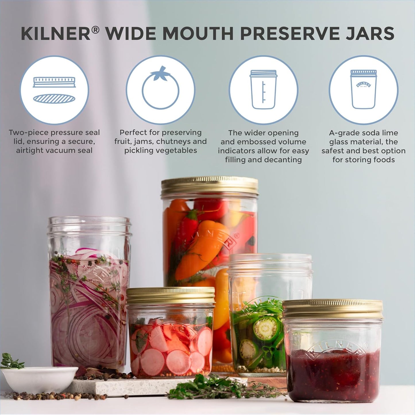 0.35 Litre Kilner Wide Mouth Preserve Jar - Ideal for Preserving Fruits and Vegetables