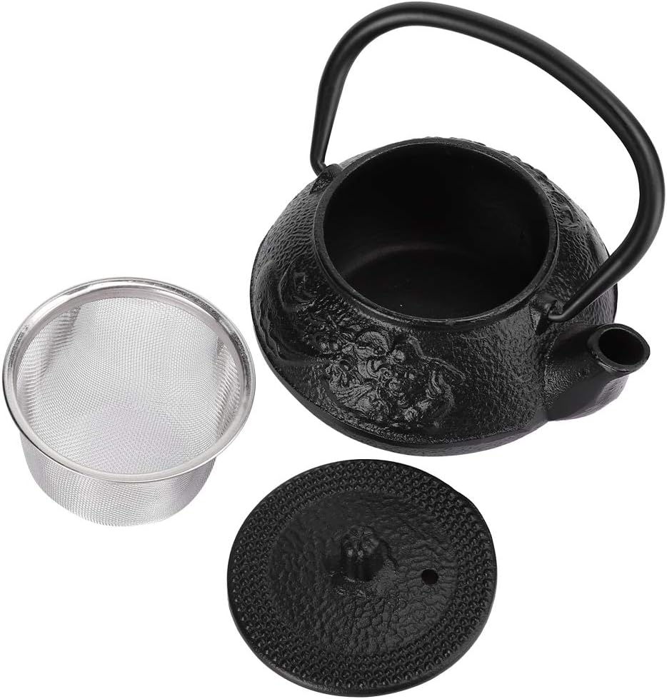 0.3L Japanese Cast Iron Teapot in Black with Stainless Steel Infuser - Stovetop Tea Pot for Long-Lasting Flavor