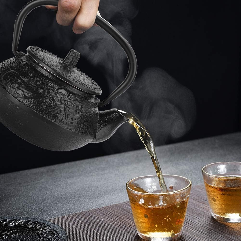 0.3L Japanese Cast Iron Teapot in Black with Stainless Steel Infuser - Stovetop Tea Pot for Long-Lasting Flavor