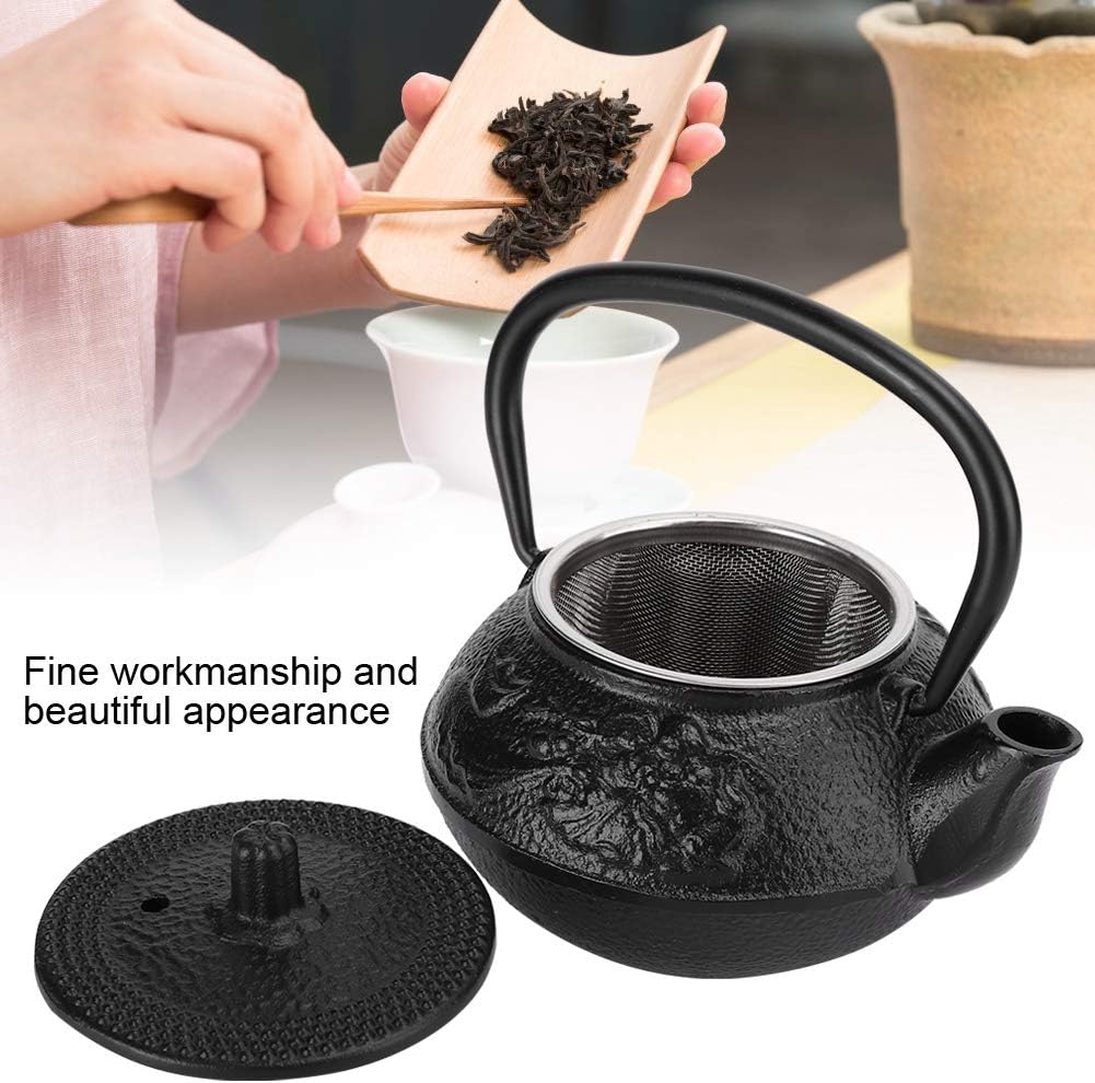 0.3L Japanese Cast Iron Teapot in Black with Stainless Steel Infuser - Stovetop Tea Pot for Long-Lasting Flavor