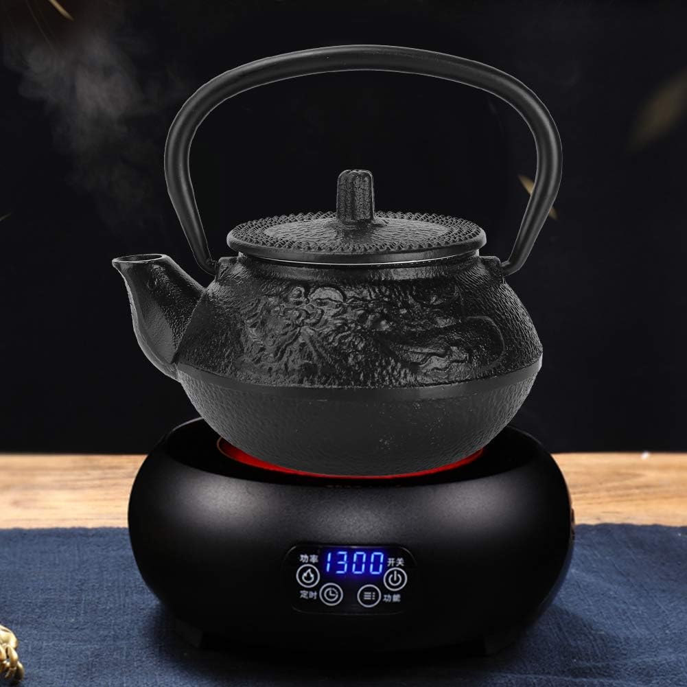 0.3L Japanese Cast Iron Teapot in Black with Stainless Steel Infuser - Stovetop Tea Pot for Long-Lasting Flavor