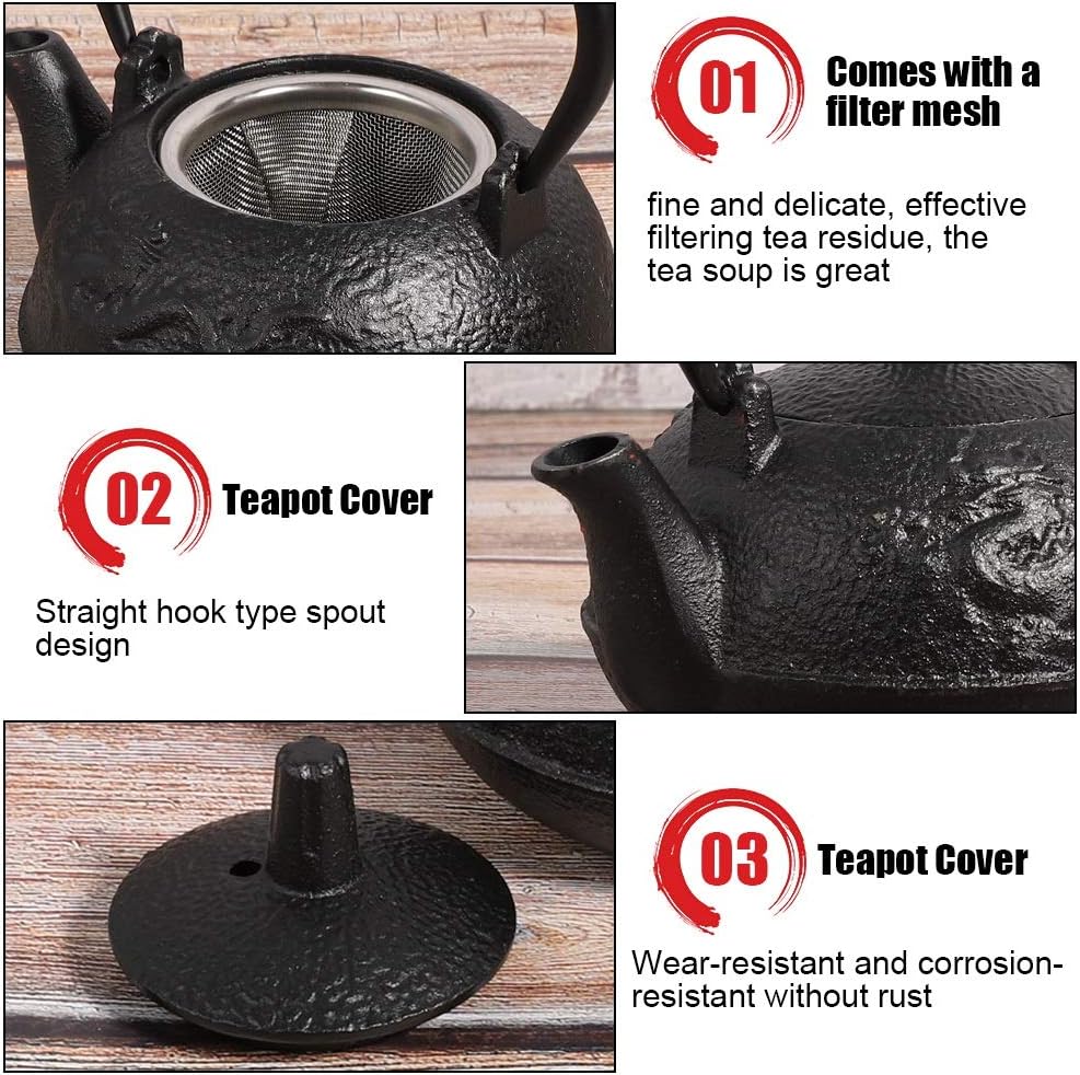 0.3L Japanese Style Cast Iron Teapot Kettle - Uncoated Water Kettle for Tea - Perfect Gift and Decoration