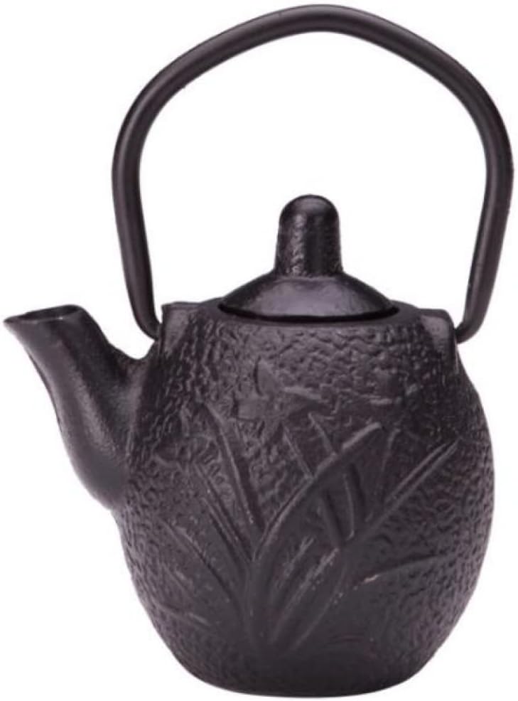 0.3L Mini Cast Iron Flat Bottom Tea Pot with Handle - Small Capacity Teapot for Tea Art Ornaments