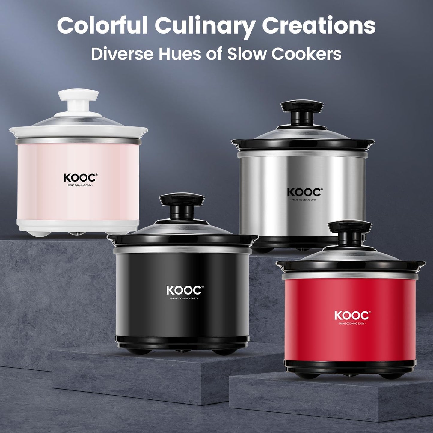 0.65 Quart Small Slow Cooker with Free Liners, Upgraded Ceramic Pot, Stainless Steel, Black