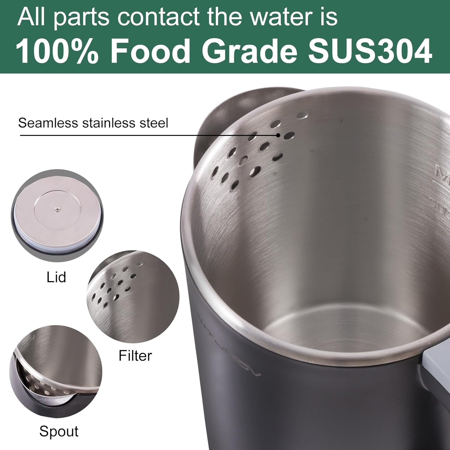 0.6L White Electric Kettle + 0.8L Black Small Tea Kettle Set