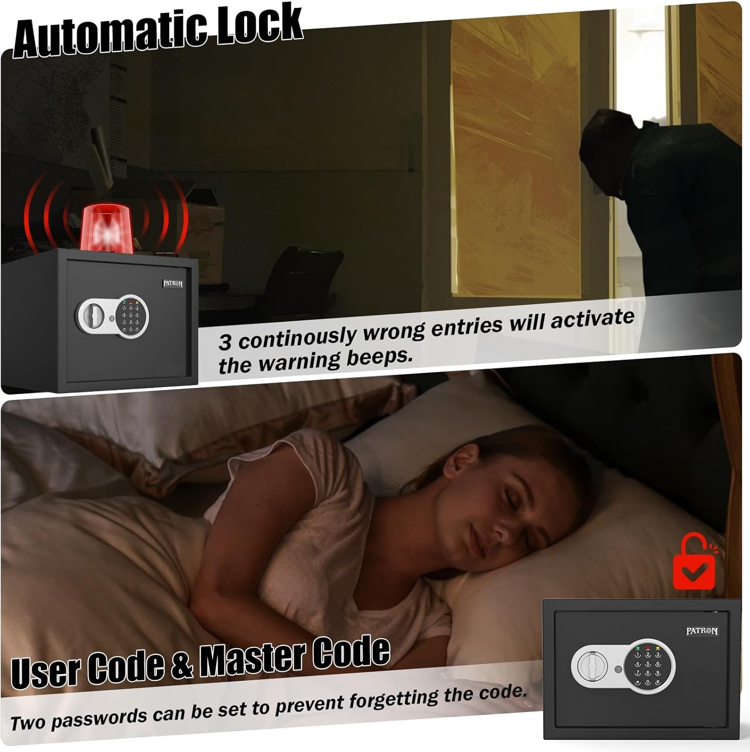 0.8 Cu.ft. PATRON Digital Home Safe Box with Key and Electronic Keypad