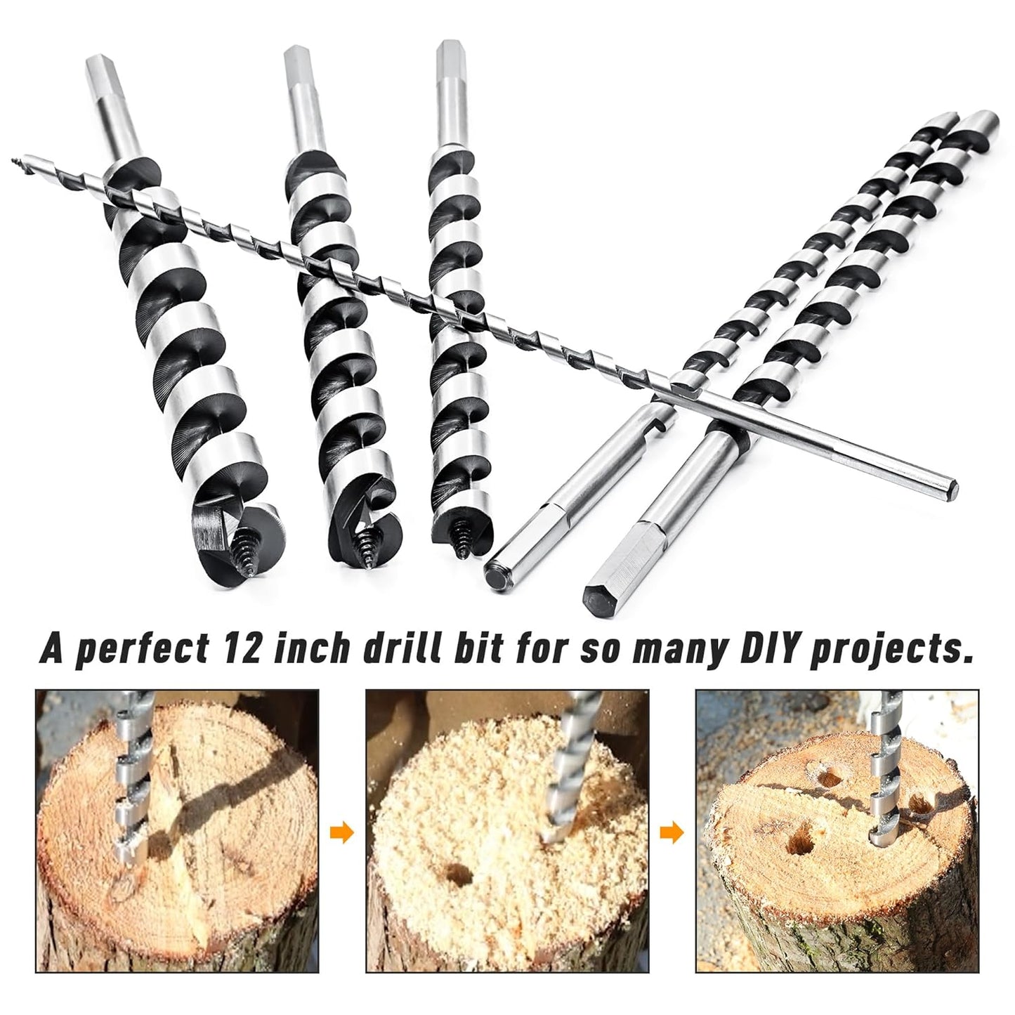 1-1/2 Inch x 12 Inch Long Auger Drill Bit for Wood - Hex Shank Ship Auger Drill Bit for Soft/Hard Wood, Plastic, Drywall