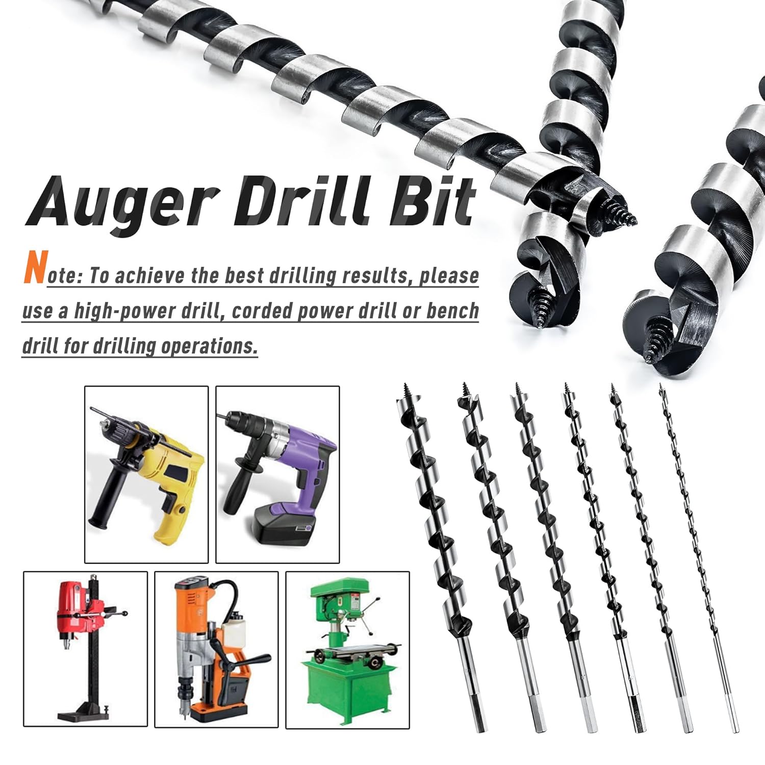 1-1/2 Inch x 12 Inch Long Auger Drill Bit for Wood - Hex Shank Ship Auger Drill Bit for Soft/Hard Wood, Plastic, Drywall