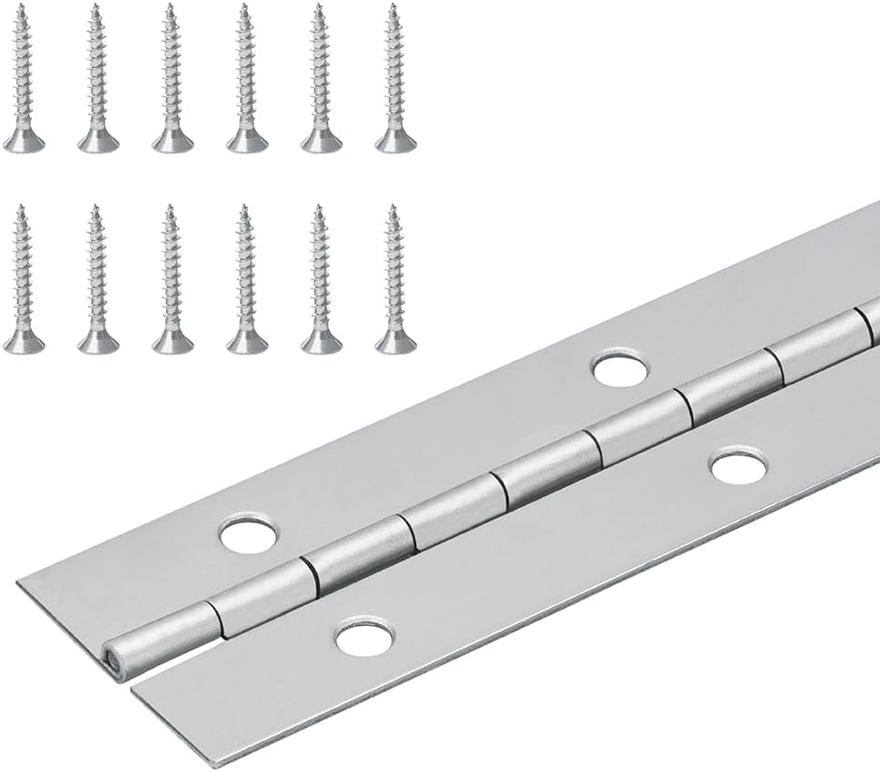 1 1/2" Nickel Plated Continuous Hinge (Piano Hinge) - Available in 2 FT, 3 FT, 4 FT, 6 FT, and 7 FT Lengths by Randall Manufacturing Co., Inc