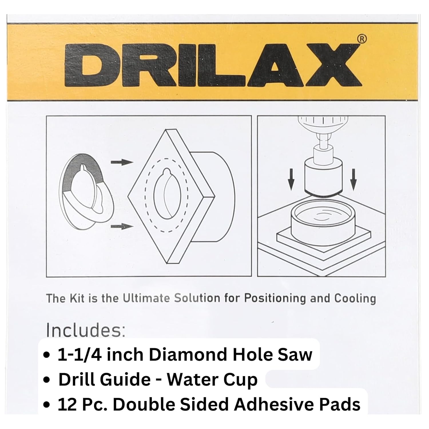 1-1/4 inch Diamond Drill Bit with Water Delivery System for Ceramic, Porcelain, Glass, Quartz, Granite Counter Tops, and More