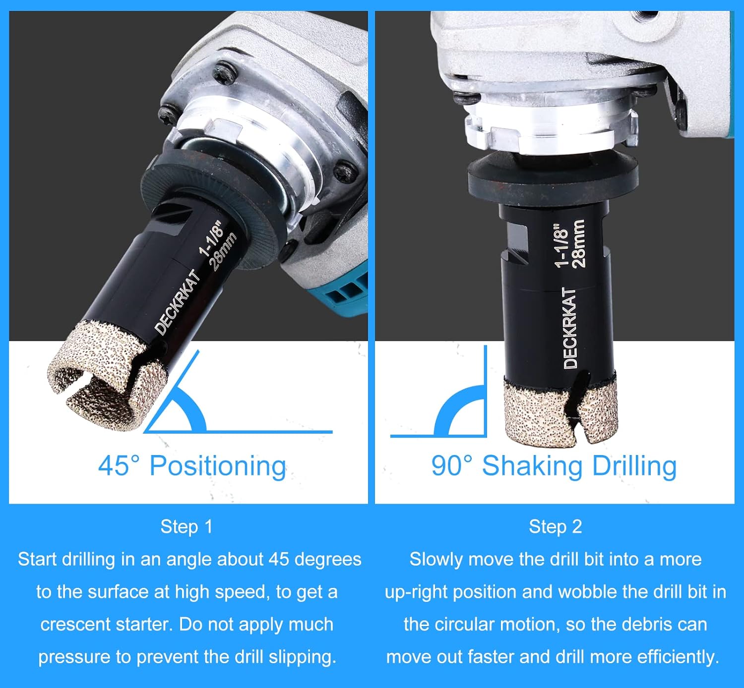 1-1/8" Diamond Hole Saw for Tiles Granite Marble Glass Porcelain, 28mm Core Drill Bit with Hex Shank Adapter