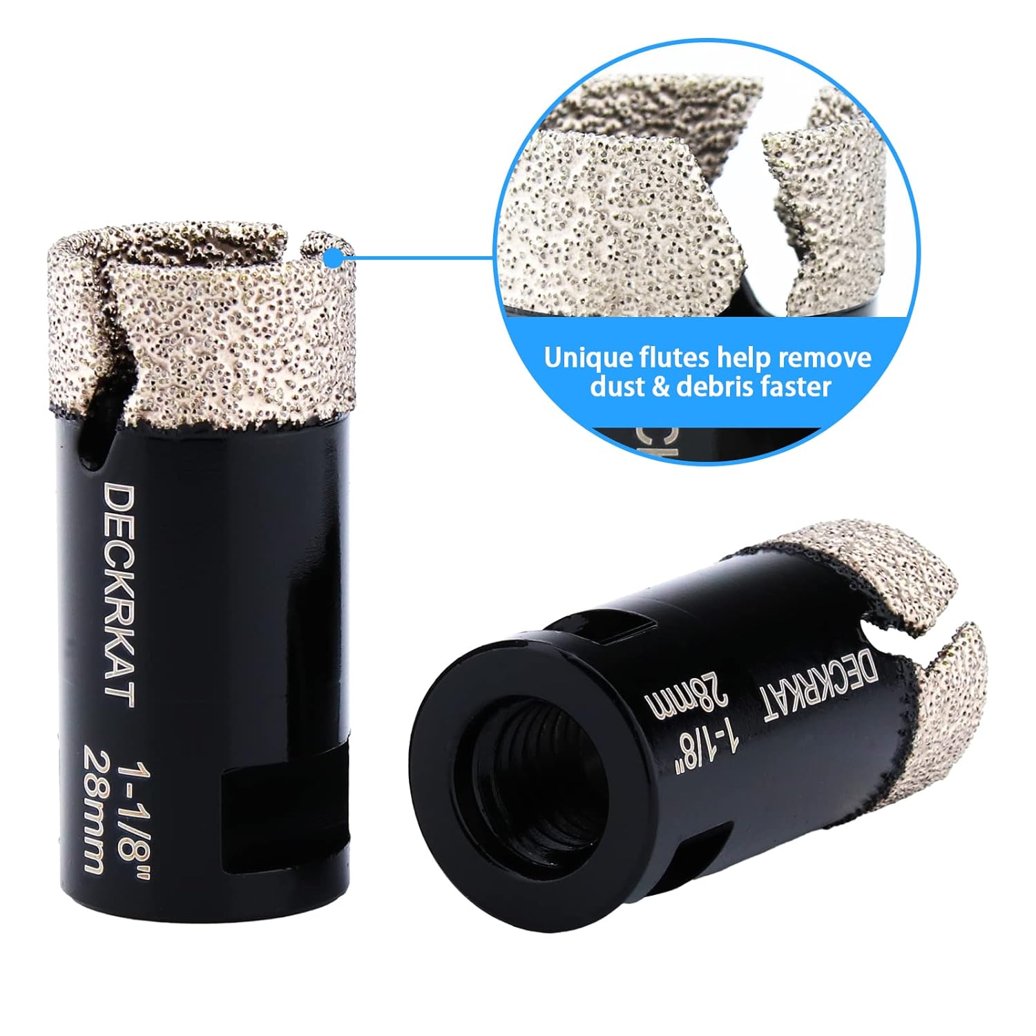 1-1/8" Diamond Hole Saw for Tiles Granite Marble Glass Porcelain, 28mm Core Drill Bit with Hex Shank Adapter