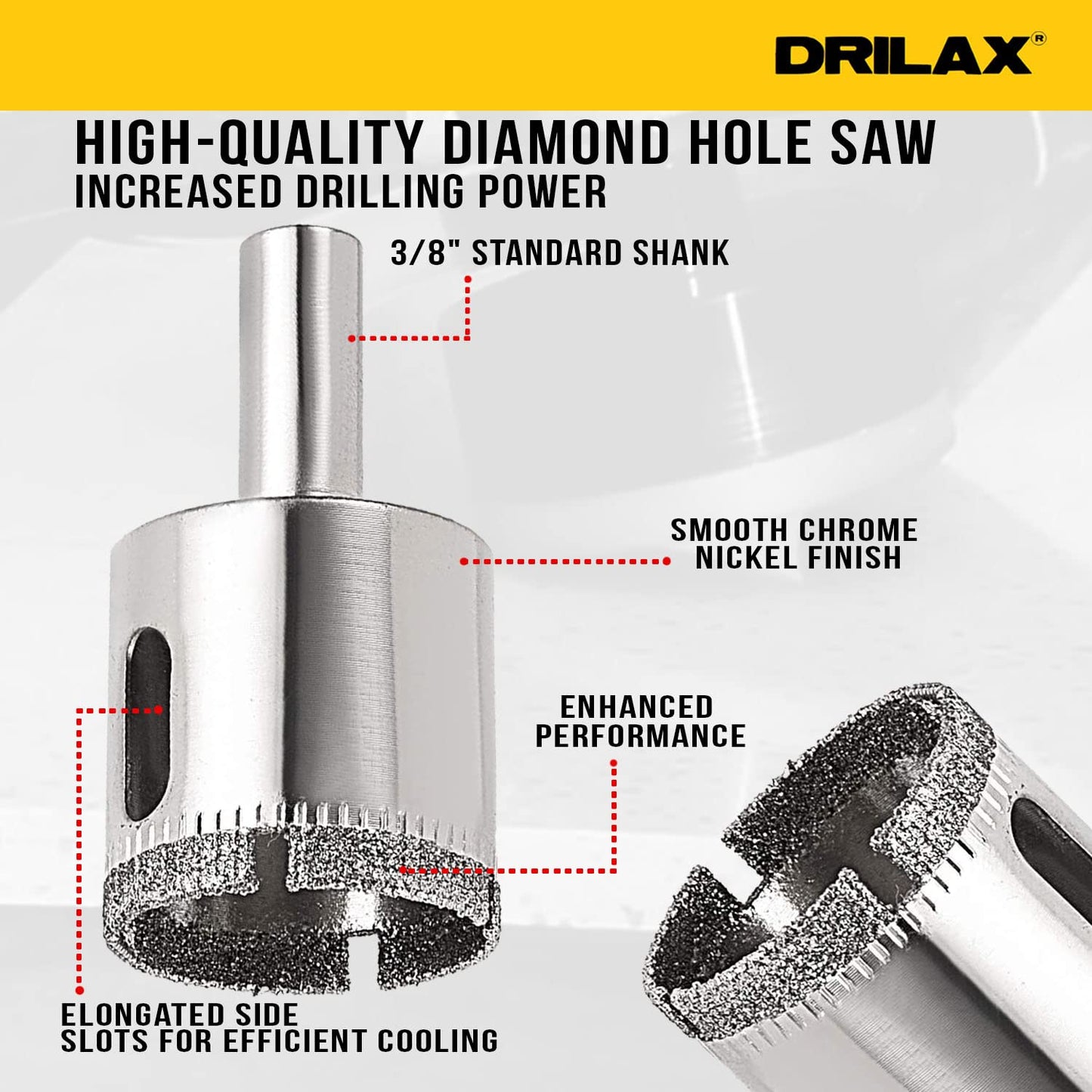 1-3/16 Inch Diamond Drill Bit for Glass, Ceramic, Porcelain, Countertops - Triple-Coated Alloy Steel Tile Drill Bit