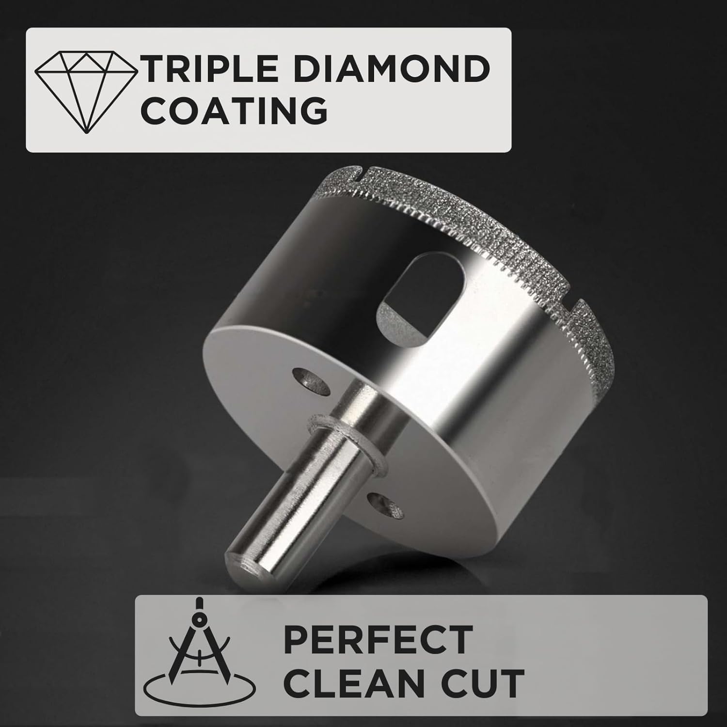 1-3/4" Diamond Hole Saw Drill Bit for Ceramic, Glass, Granite, and Tile - Circle Tile Cutter with Solid Steel Body and 3/8" Shank