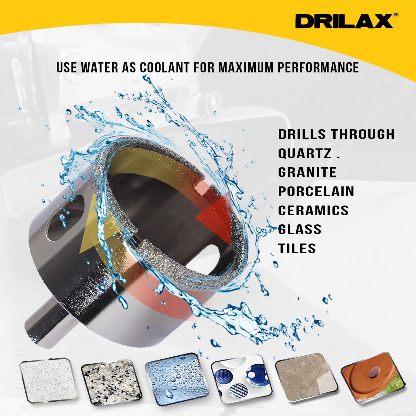 1-3/4" Diamond Hole Saw Drill Bit for Ceramic, Glass, Granite, and Tile - Circle Tile Cutter with Solid Steel Body and 3/8" Shank