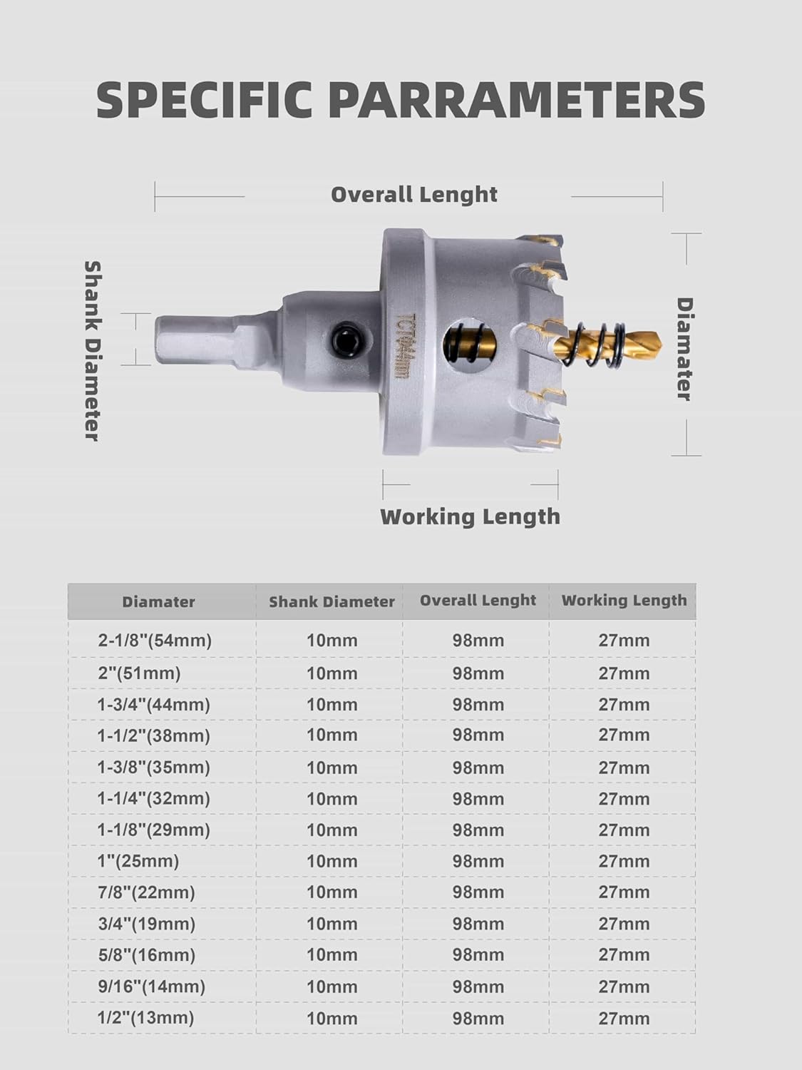 1-3/4" Highfire Carbide Hole Saw for Cutting Stainless Steel, Metal Sheet, and Aluminum Alloy with Pilot Drill Bit