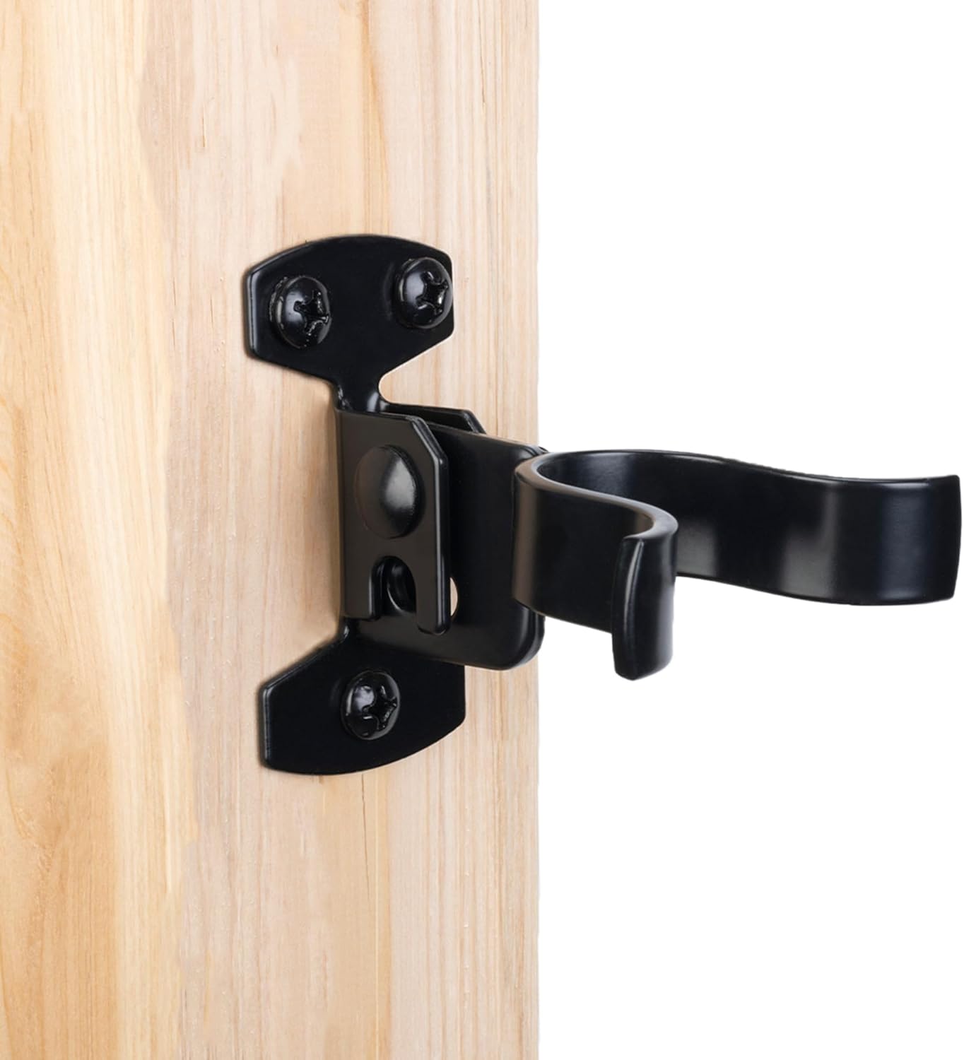 1-3/8" Black Chain Link Fork Latch with Padlock Hole for Outdoor Wooden Gates, Wall Mount Gate Hardware Kit