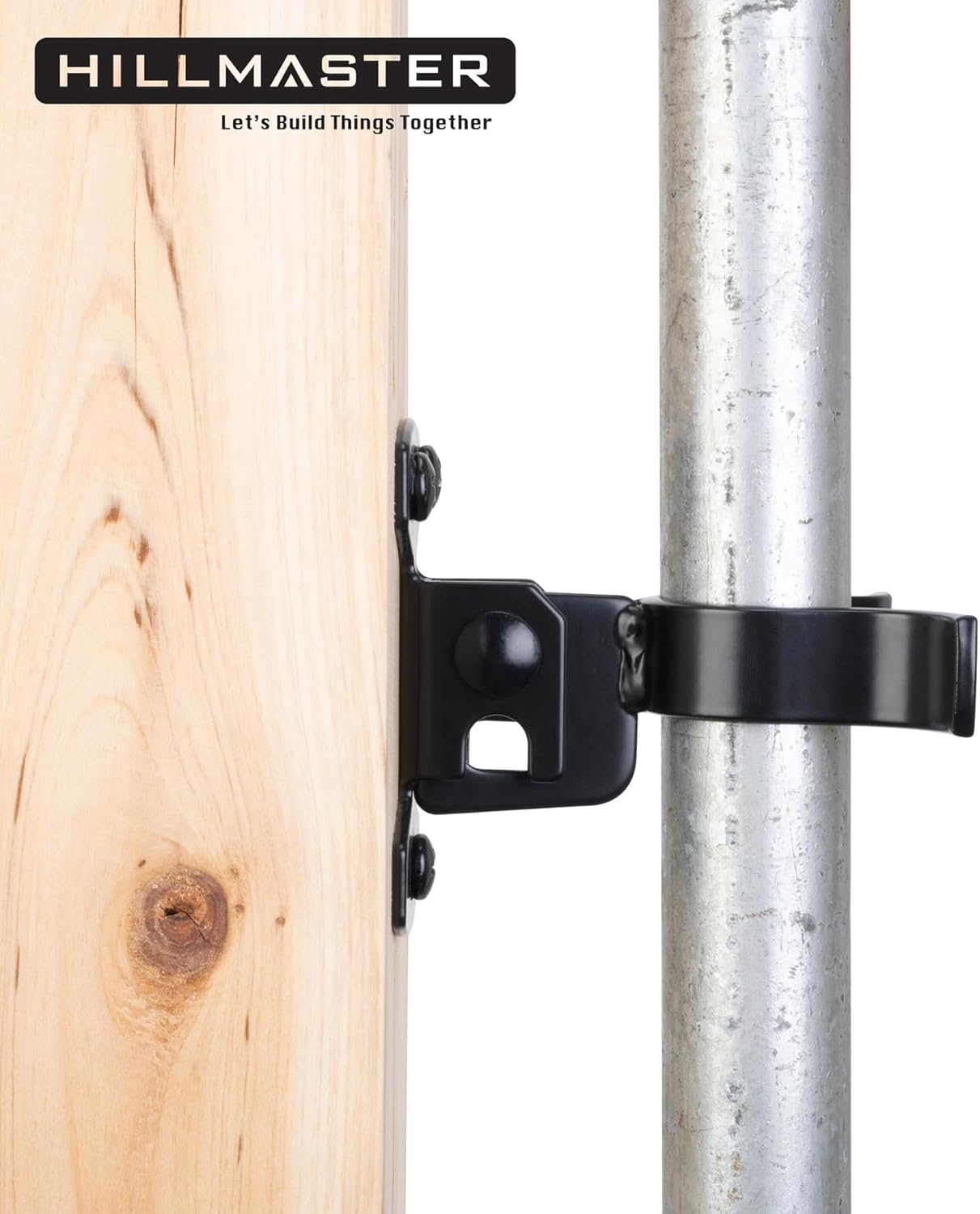 1-3/8" Black Chain Link Fork Latch with Padlock Hole for Outdoor Wooden Gates, Wall Mount Gate Hardware Kit