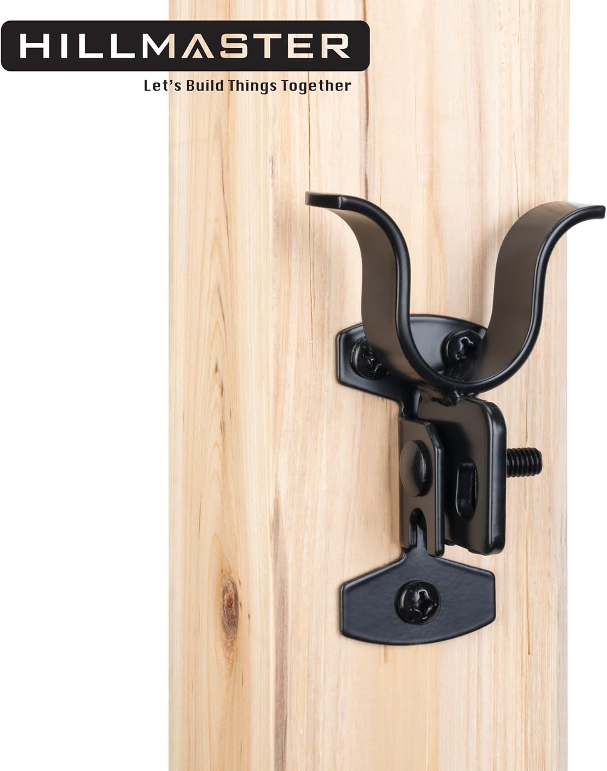 1-3/8" Black Chain Link Fork Latch with Padlock Hole for Outdoor Wooden Gates, Wall Mount Gate Hardware Kit