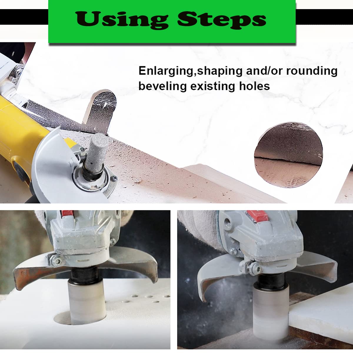 1-3/8” Black Diamond Finger Bit for Enlarging Holes in Porcelain, Ceramic, Stone, Marble Tile