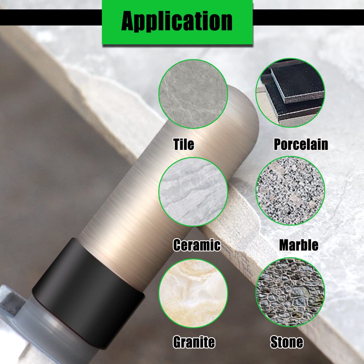 1-3/8” Black Diamond Finger Bit for Enlarging Holes in Porcelain, Ceramic, Stone, Marble Tile