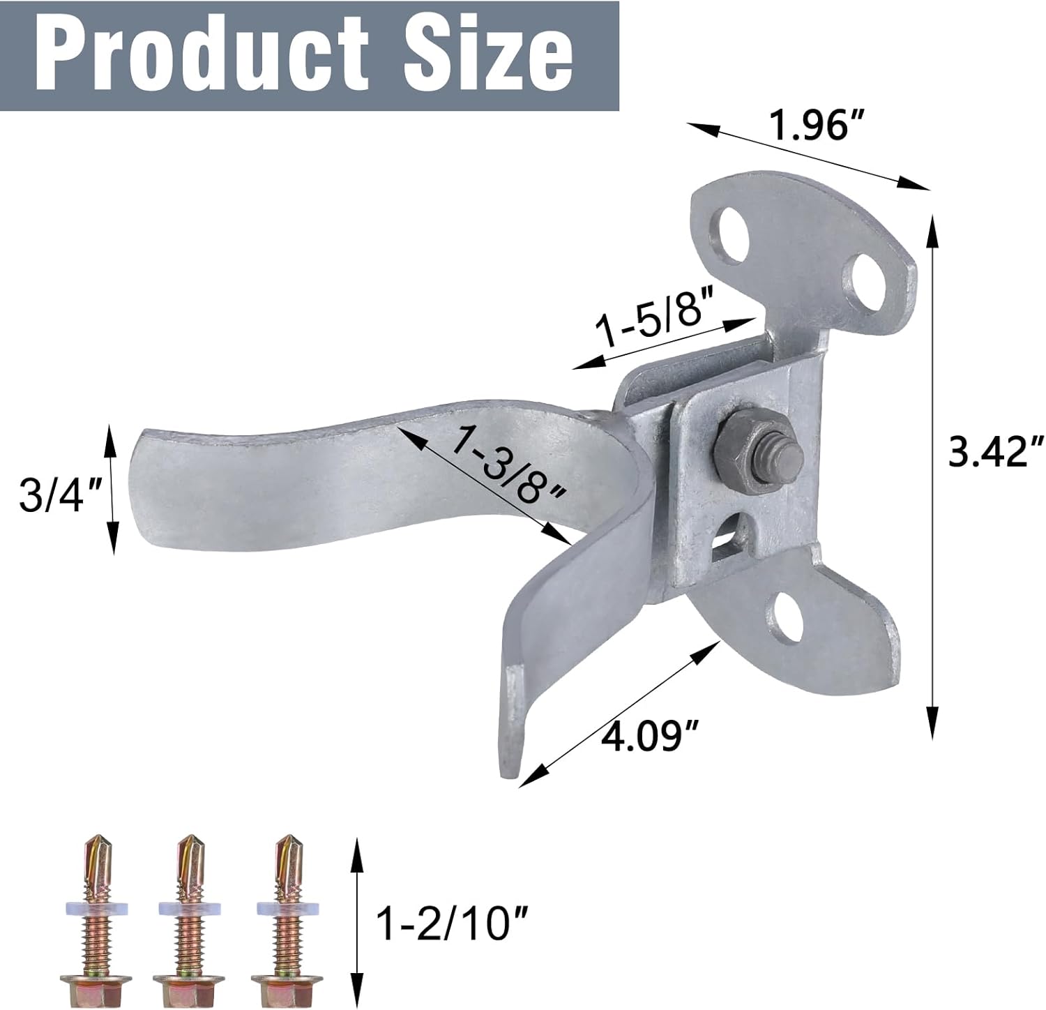 1-3/8" Chain Link Fence Gate Latch with Padlock Hole, Wall Mount Fork Latch - Secure Outdoor Gate Locks for Fence