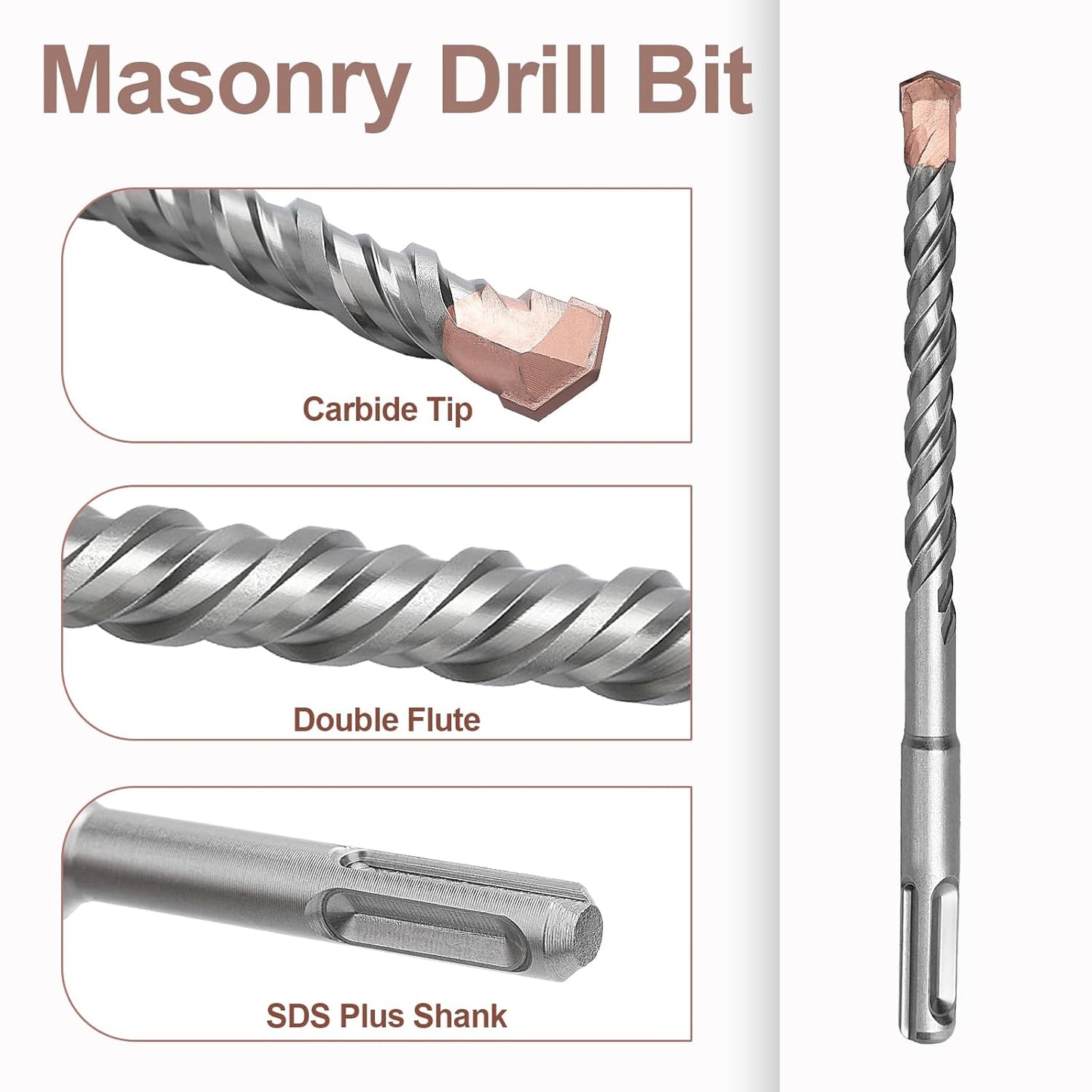 1-3/8 x 18 inch SDS Plus Masonry Drill Bit for Concrete, Brick, Block - Rotary Hammer Drill Bit, 35 x 460mm
