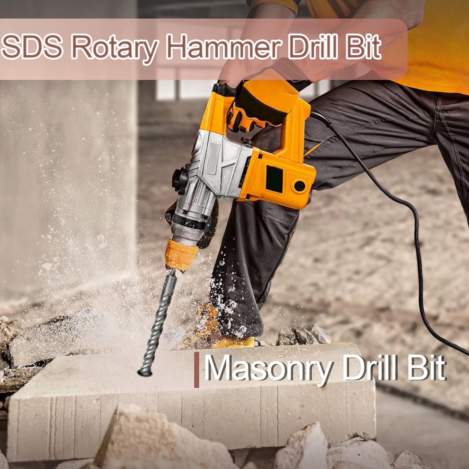 1-3/8 x 18 inch SDS Plus Masonry Drill Bit for Concrete, Brick, Block - Rotary Hammer Drill Bit, 35 x 460mm