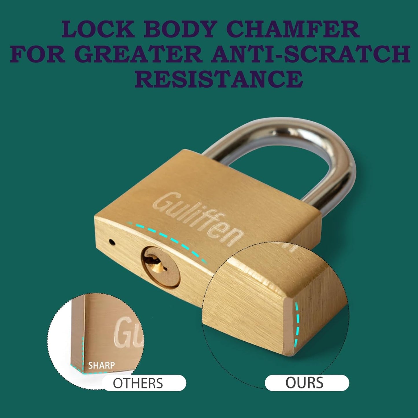 1-9/16 in. (40 mm) Wide Solid Brass Padlock with Key - Ideal for Sheds, Lockers, Fences, Toolboxes, and More