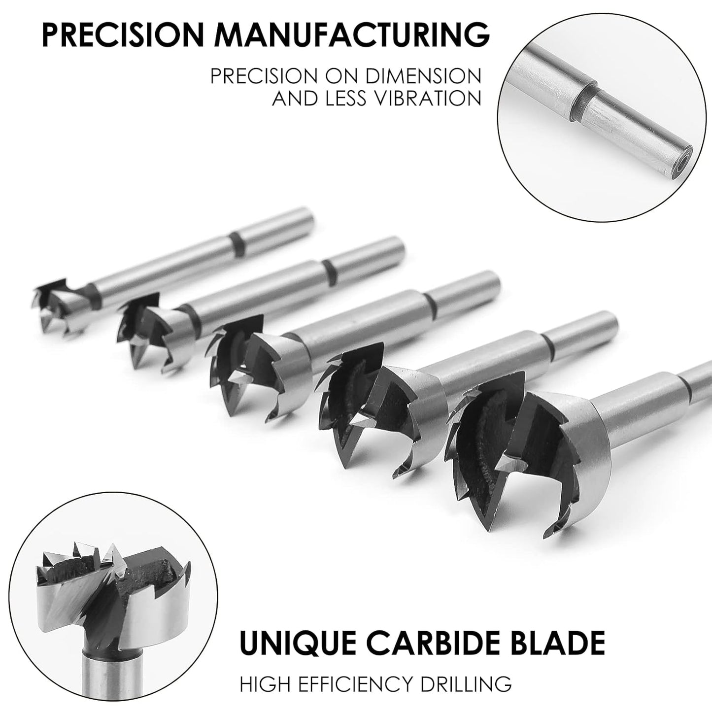 1" BAIDETS Forstner Drill Bit with Round Shank for Woodworking
