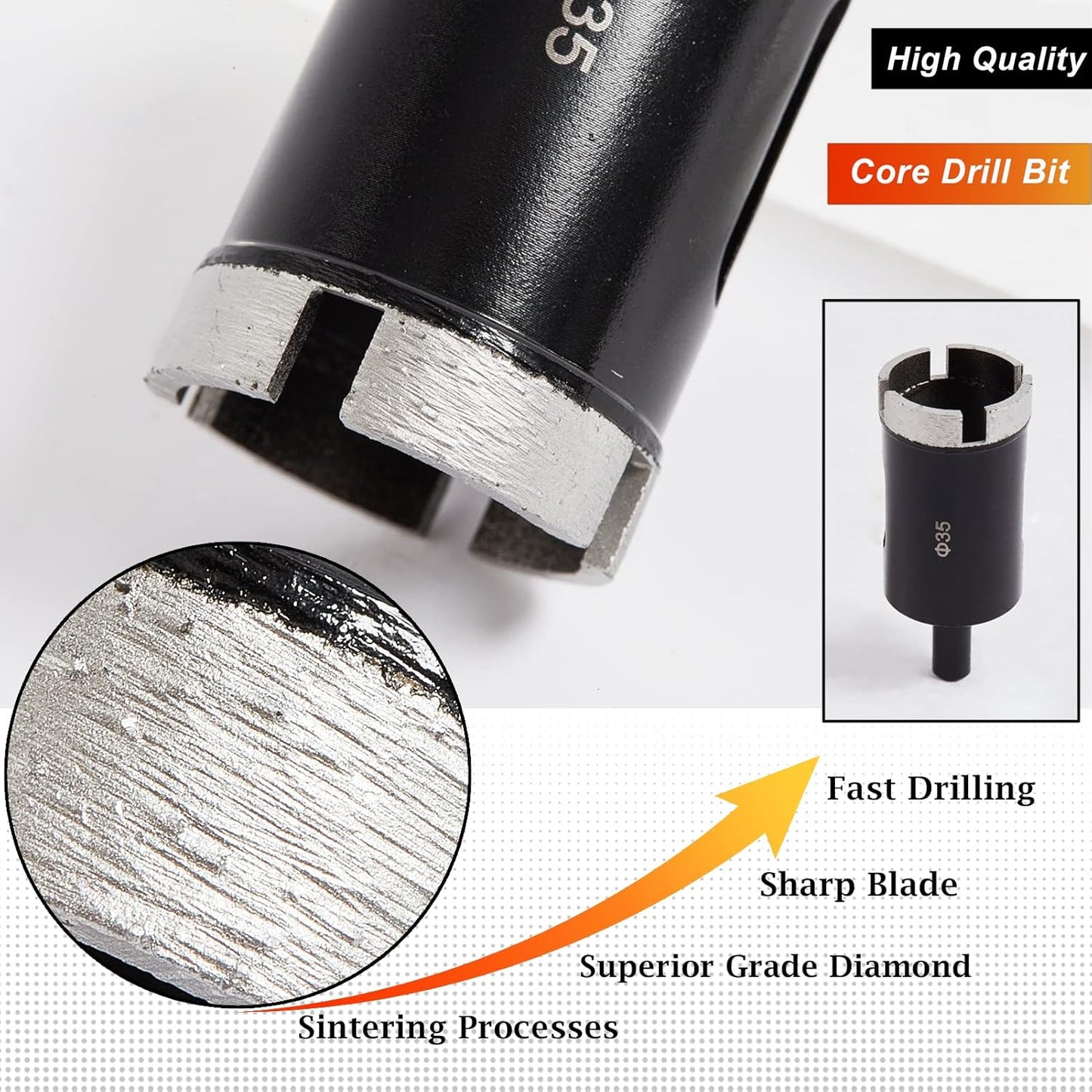 1" DaduoRi Concrete Hole Saw Diamond Drill Bit - 2" Depth for Stone, Brick, Marble, Granite, Block - Wet/Dry - 25mm