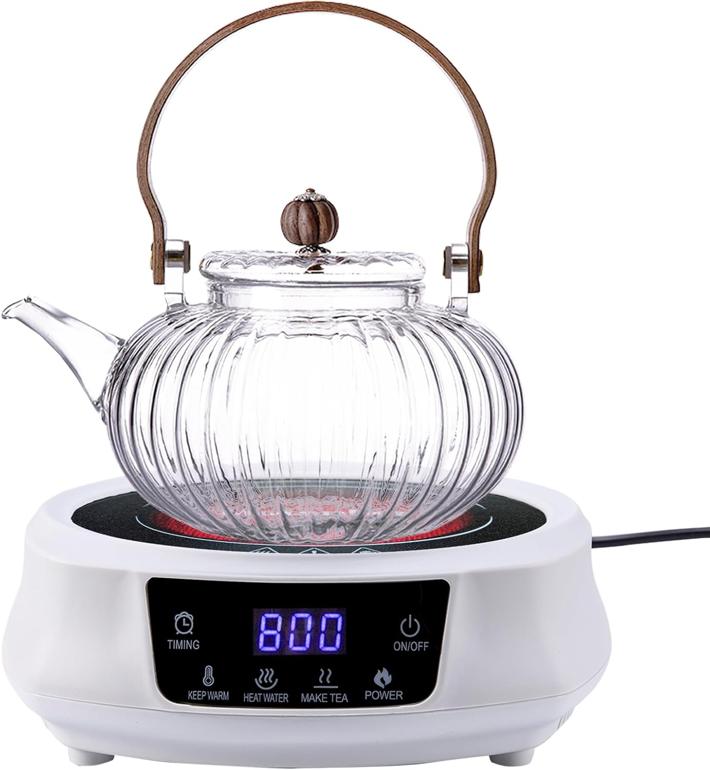 1 Electric Stove with 1 Pumpkin Glass Teapot - Perfect for Home Cooking and Brewing
