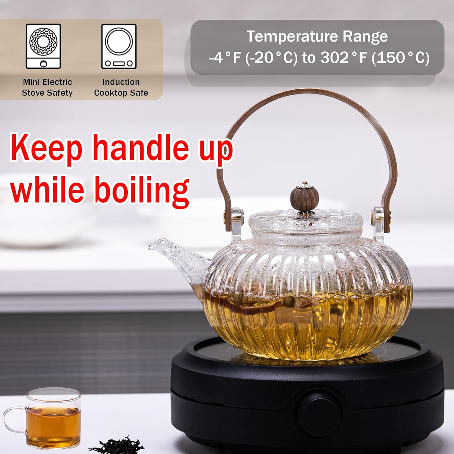 1 Electric Stove with 1 Pumpkin Glass Teapot - Perfect for Home Cooking and Brewing