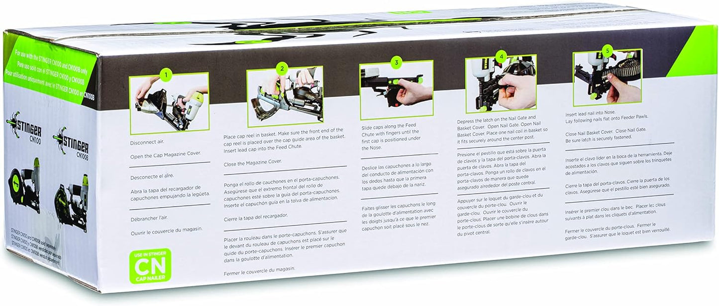 1" Electro Galvanized NailPac® Cap Nails with Plastic Collated Caps (0136260) - Compatible with CN100B & CN100 Cap Nailers