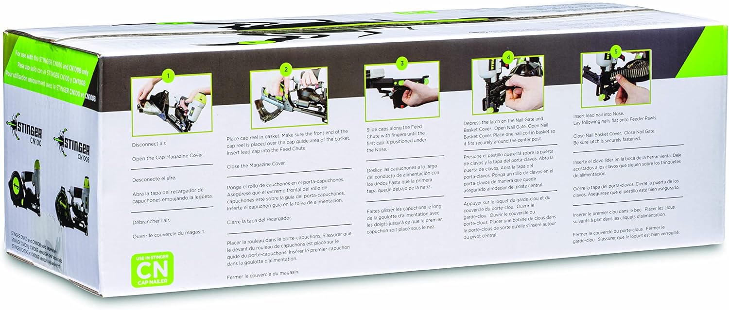 1" Electro Galvanized NailPac® Cap Nails with Plastic Collated Caps (0136260) - Compatible with CN100B & CN100 Cap Nailers