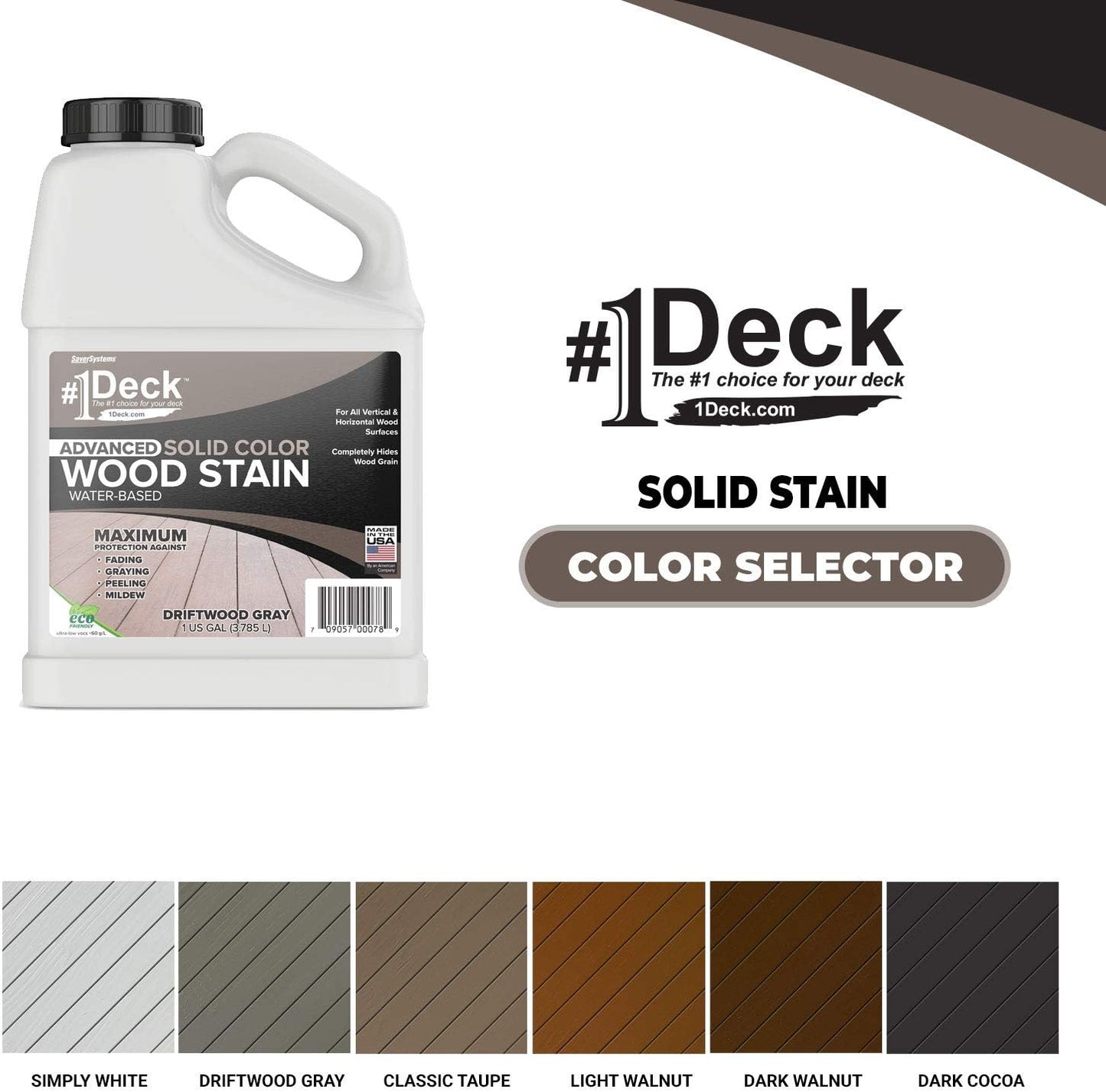 1 Gallon Classic Taupe Wood Stain & Sealer for Decks, Fences, & Siding - Water-Based Sealant for Outdoor Wood - Made in USA by SaverSystems