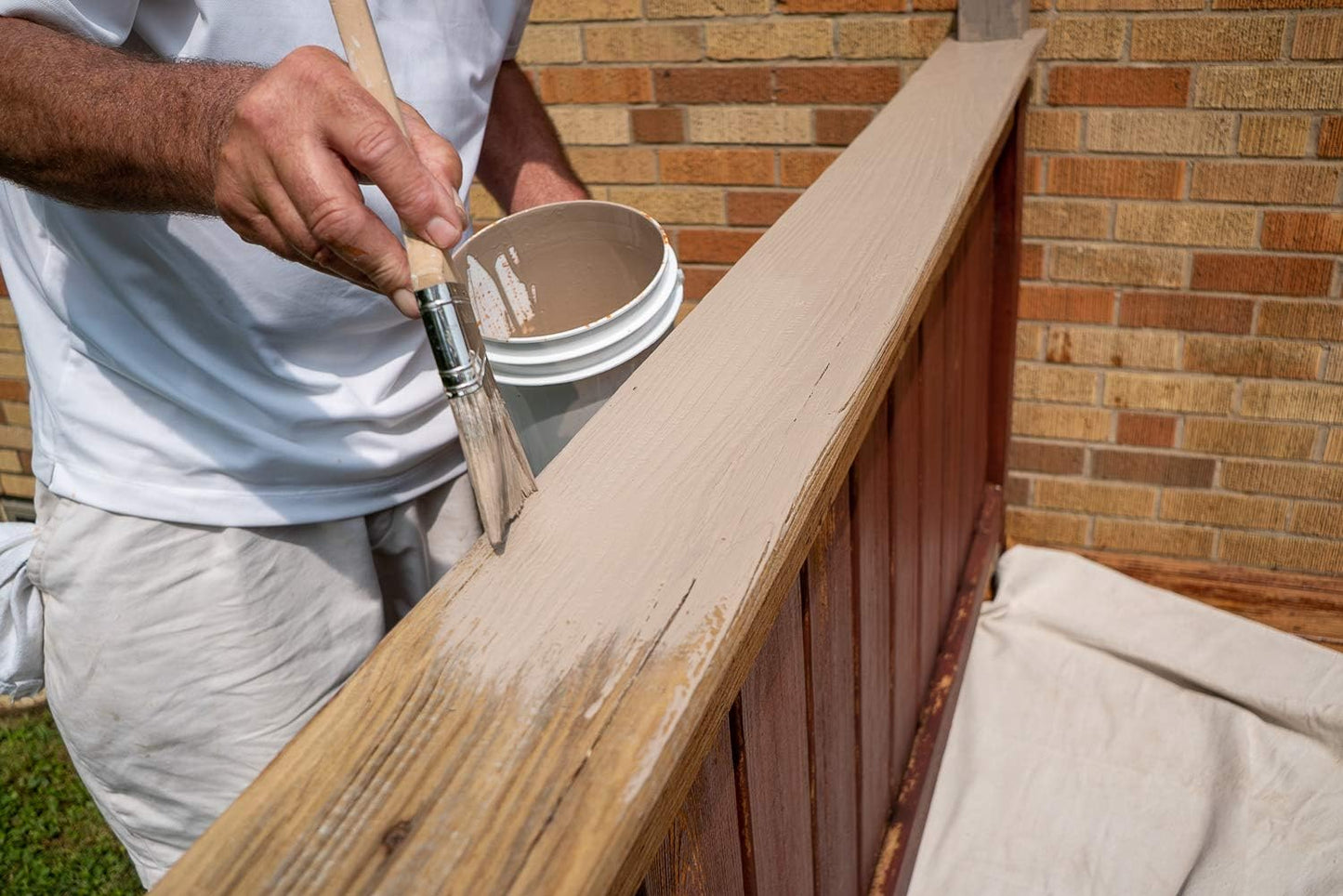 1 Gallon Classic Taupe Wood Stain & Sealer for Decks, Fences, & Siding - Water-Based Sealant for Outdoor Wood - Made in USA by SaverSystems